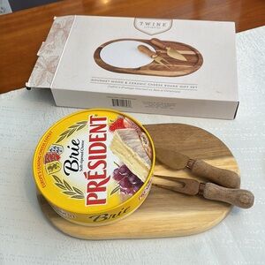 Twine Living Co. Gourmet wood and ceramic cheese Board Gift Set
